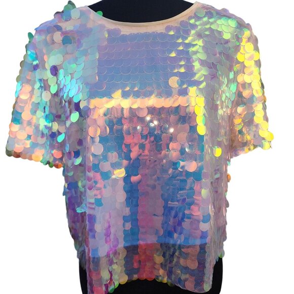 Luxury Evening Cocktail Beaded Sequins Runway Couture Top Blouse Jacket Cover NW - Picture 7 of 8